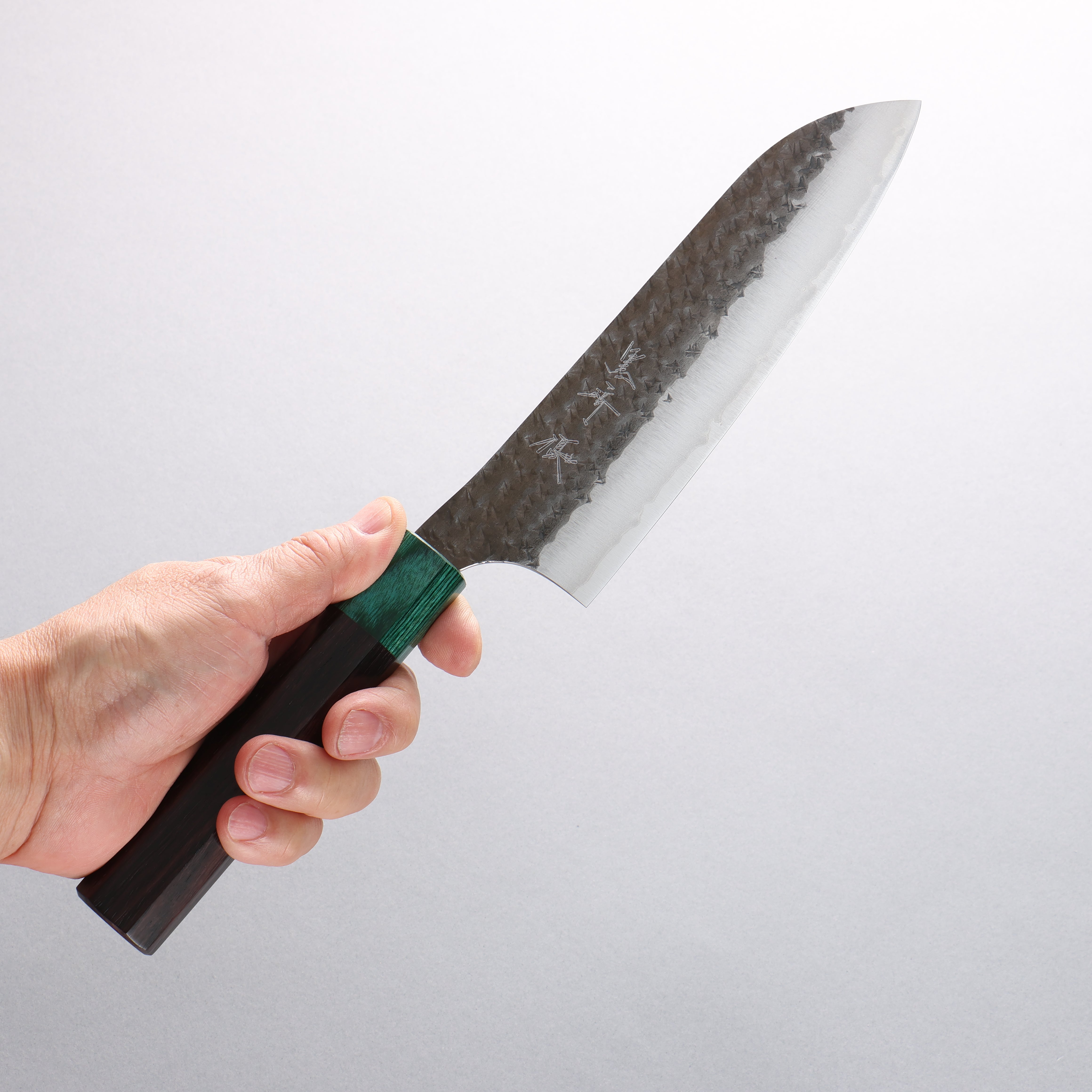Yu Kurosaki Senko Ryu Blue Super Hammered Black Finished Santoku 170mm