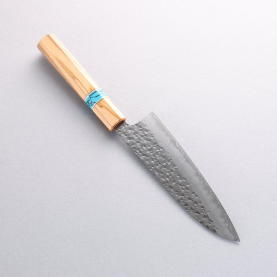 Yu Kurosaki Senko Ei SG2 Hammered Small Santoku 150mm Olive Tree(Turquoise Ring) Handle - Seisuke Knife