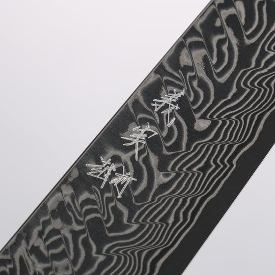 Yoshimi Kato SG2 Black Damascus Kiritsuke Petty-Utility 150mm Ebony (ferrule: Orange Resin) Handle - Seisuke Knife