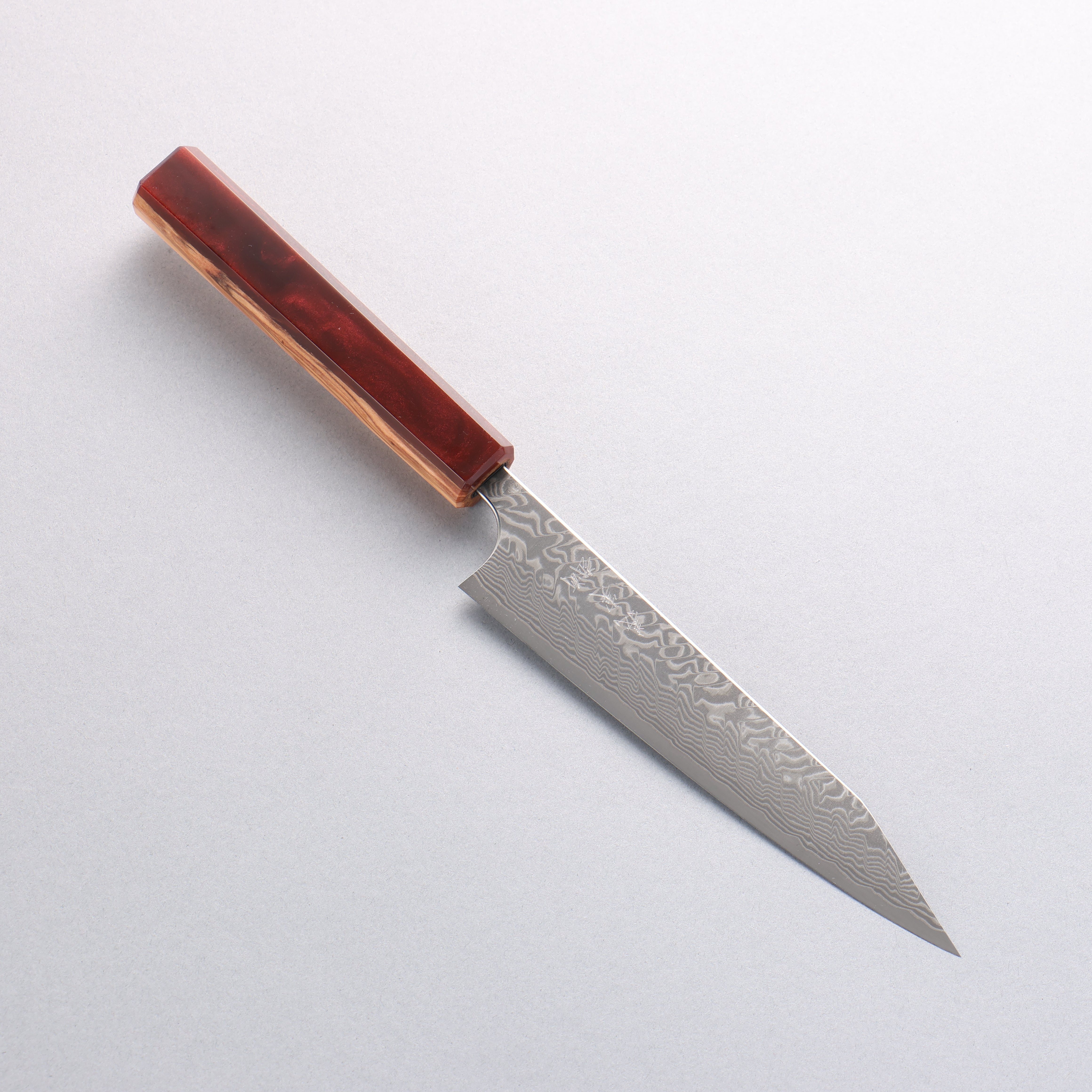 Yoshimi Kato SG2 Black Damascus Kiritsuke Petty-Utility 150mm Olive Tree and Red Resin Handle - Seisuke Knife