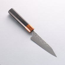  Yoshimi Kato SG2 Black Damascus Kiritsuke Petty-Utility 120mm Ebony (ferrule: Orange Resin) Handle - Seisuke Knife