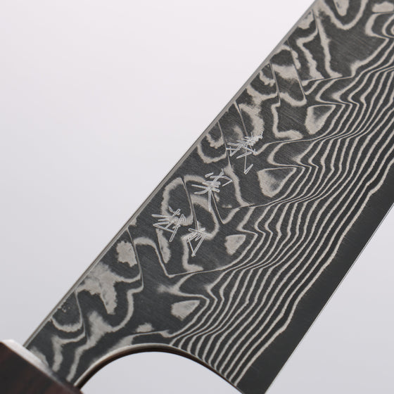 Yoshimi Kato SG2 Black Damascus Kiritsuke Petty-Utility 120mm Rosewood (Ferrule: Ebony) Handle - Seisuke Knife