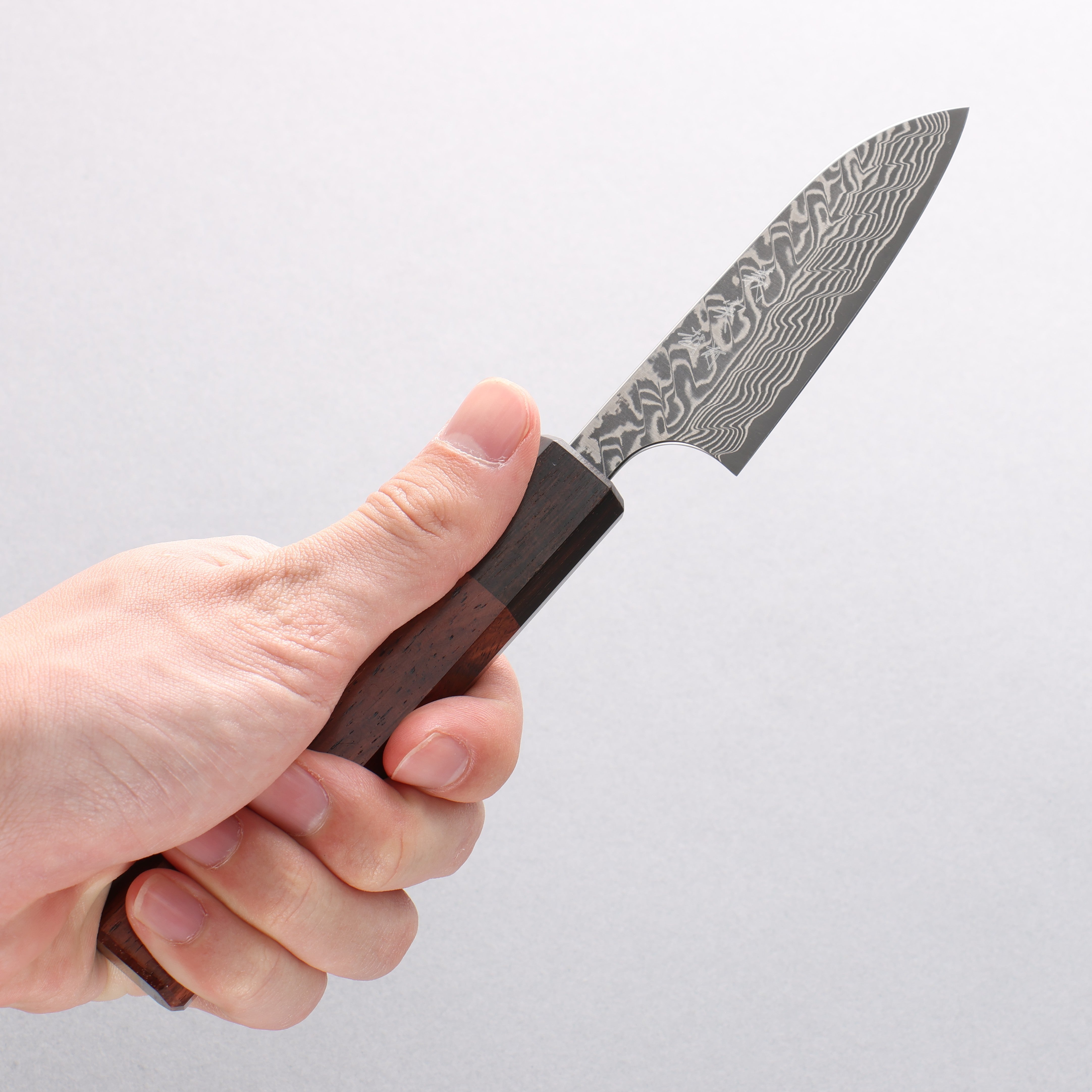 Yoshimi Kato SG2 Black Damascus Petty-Utility 80mm Rosewood (Ferrule: Ebony) Handle - Seisuke Knife