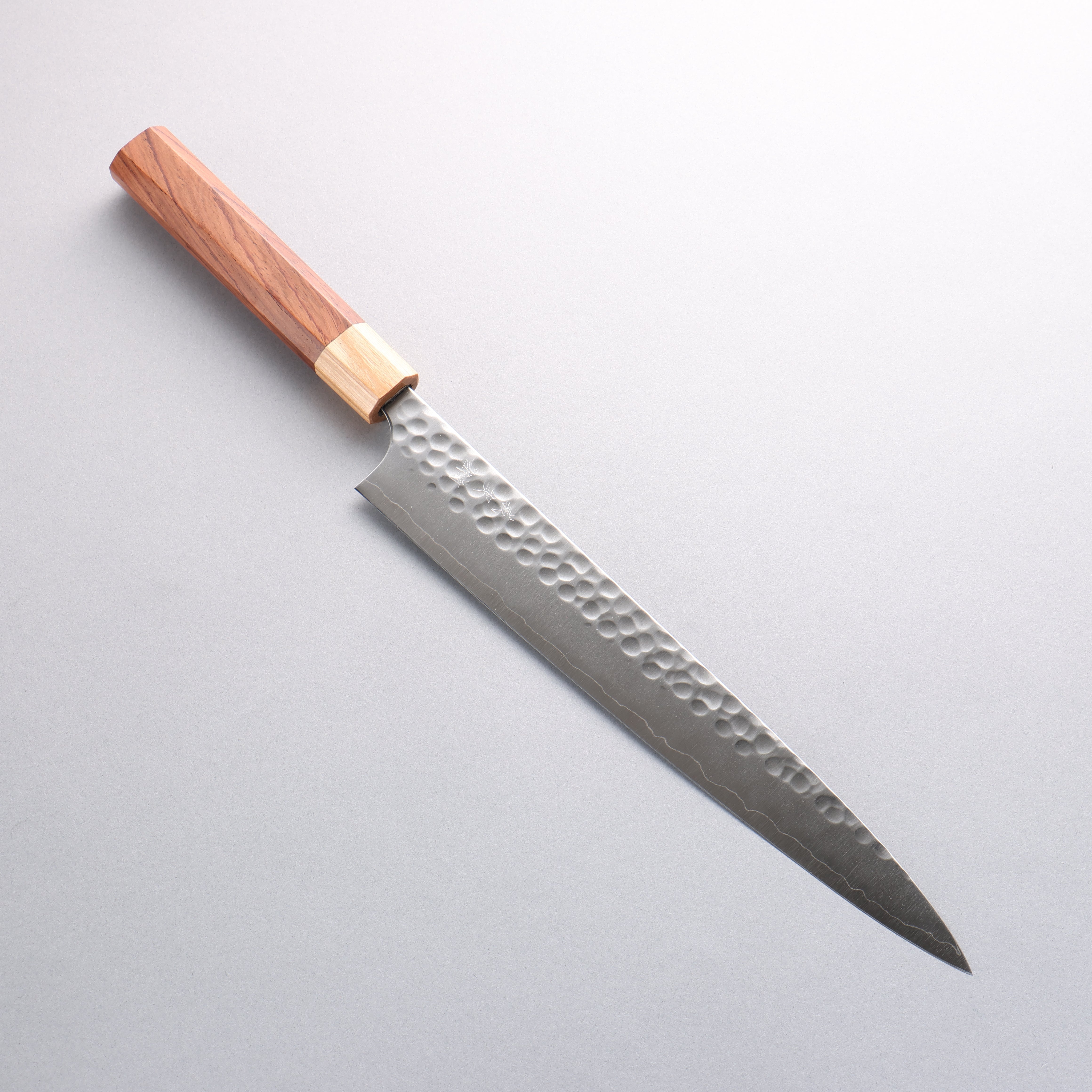 Yoshimi Kato Silver Steel No.3 Maru Hammered Sujihiki 270mm Honduras Rosewood & White Wood Handle - Seisuke Knife