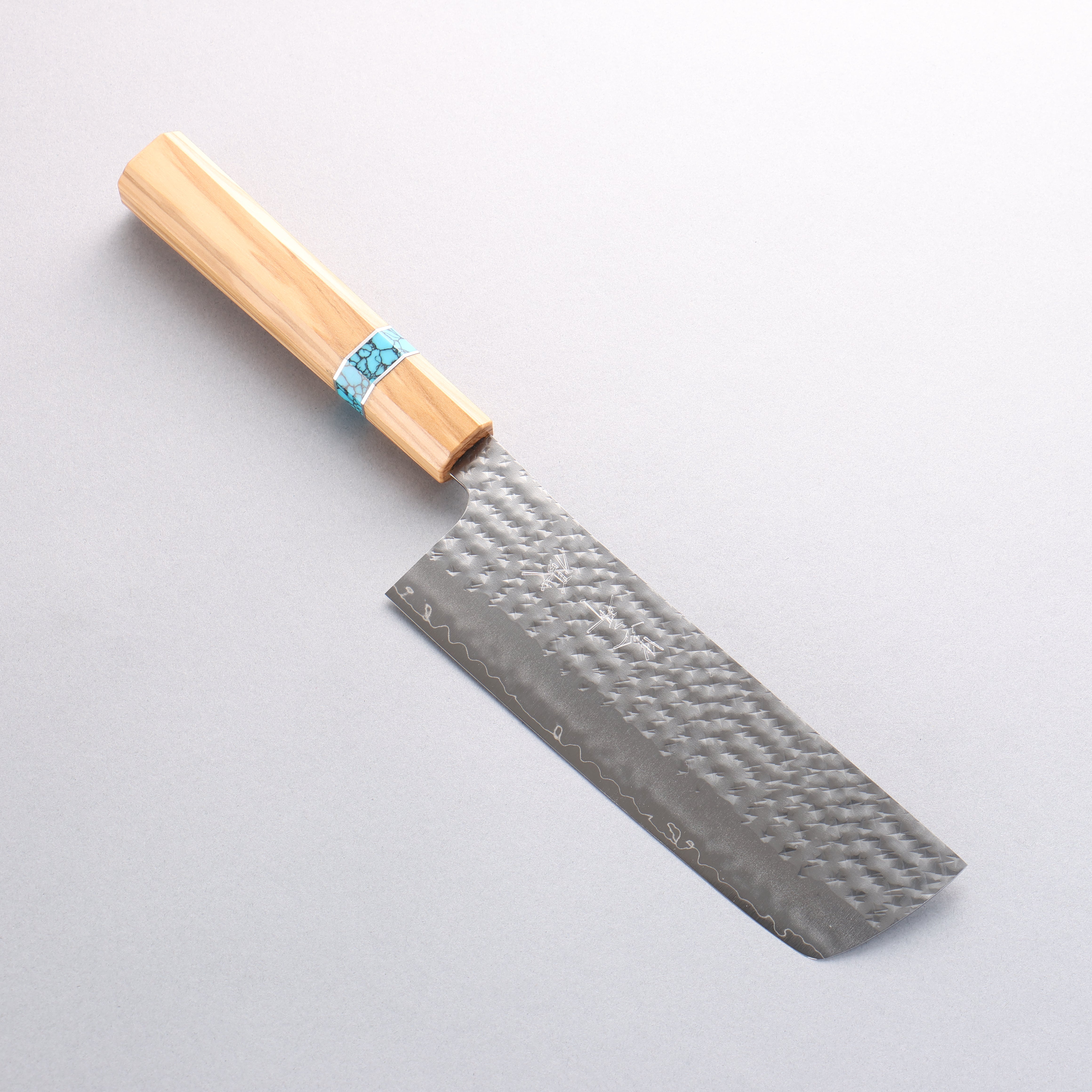 Yu Kurosaki Senko Ei SG2 Hammered Nakiri 165mm Olive Tree(Turquoise Ring) Handle - Seisuke Knife