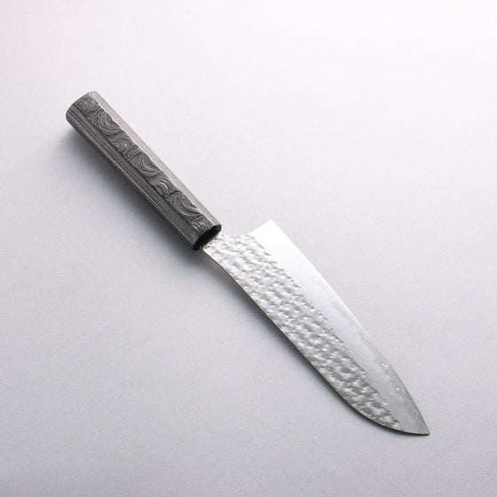 Yu Kurosaki Senko Ryu SG2 Hammered Santoku 170mm Black Lacquered (Flow Pattern) Handle - Seisuke Knife