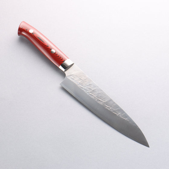 Takeshi Saji New Nomura Style SRS13 Hammered Gyuto 180mm Red and Black Micarta Handle - Seisuke Knife