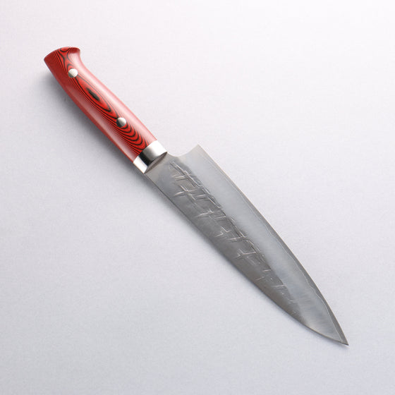 Takeshi Saji New Nomura Style SRS13 Hammered Gyuto 180mm Red and Black Micarta Handle - Seisuke Knife