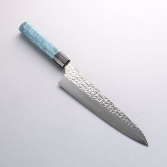 Yu Kurosaki Senko Ryu SG2 Hammered Gyuto 210mm Blue Stablized Wood (Ferrule: Black) Handle - Seisuke Knife