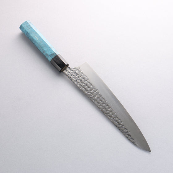 Yu Kurosaki Senko Ryu SG2 Hammered Gyuto 210mm Blue Stablized Wood (Ferrule: Black) Handle - Seisuke Knife