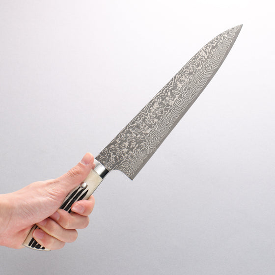 Takeshi Saji SG2 Black Damascus Gyuto 240mm White Deer Horn Handle - Seisuke Knife