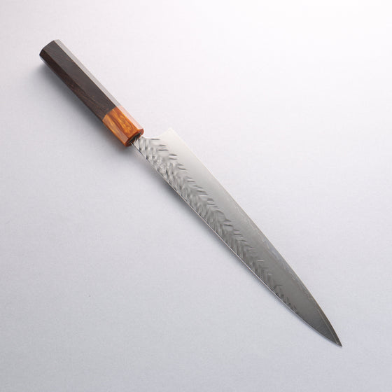 Yoshimi Kato SPG STRIX Hammered (V) Sujihiki 270mm Ebony (ferrule: Orange Resin) Handle - Seisuke Knife