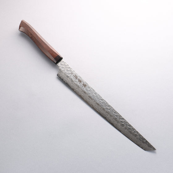 Sakai Takayuki Genbu AUS10 45 Layer Damascus Sakimaru Sujihiki 300mm Wenge Handle - Seisuke Knife