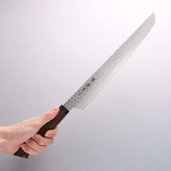 Sakai Takayuki Genbu AUS10 45 Layer Damascus Sakimaru Sujihiki 300mm Wenge Handle - Seisuke Knife