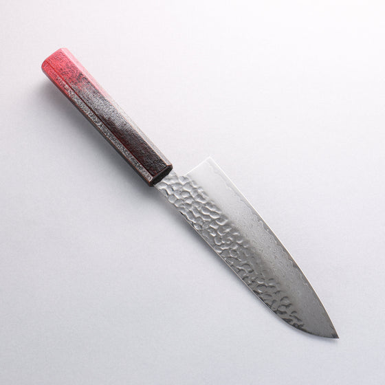 Sakai Takayuki Rinnou VG10 33 Layer Damascus Santoku170mm Red Lacquered Handle - Seisuke Knife