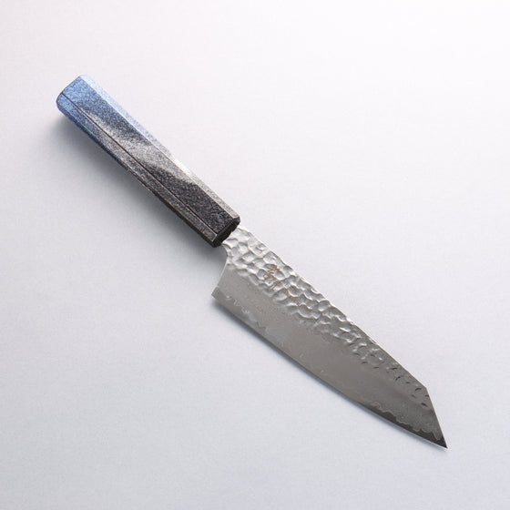 Sakai Takayuki Rinnou VG10 33 Layer Damascus Kengata Santoku160mm Blue Lacquered Handle - Seisuke Knife