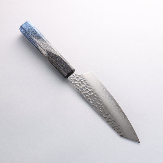 Sakai Takayuki Rinnou VG10 33 Layer Damascus Kengata Santoku160mm Blue Lacquered Handle - Seisuke Knife