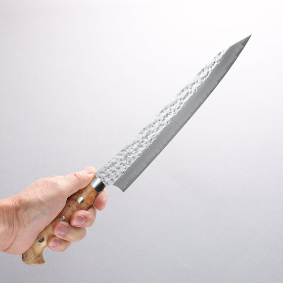 Yu Kurosaki Senko Ei SG2 Hammered Sujihiki 240mm White Maple Handle - Seisuke Knife