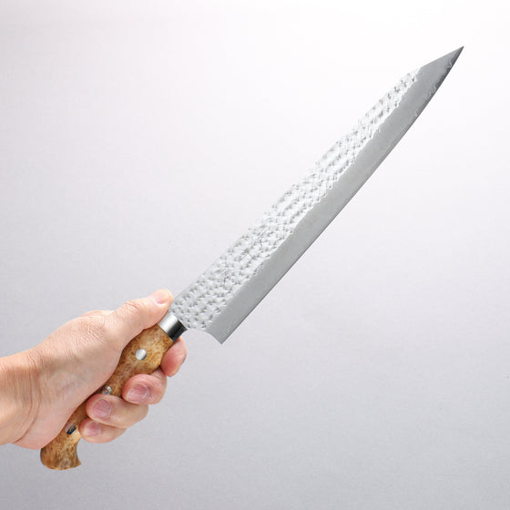 Yu Kurosaki Senko Ei SG2 Hammered Sujihiki 270mm White Maple Handle - Seisuke Knife