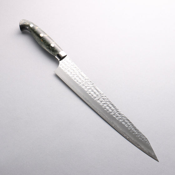 Yu Kurosaki Senko Ei SG2 Hammered Sujihiki 270mm Gray Stablilized Wood Handle - Seisuke Knife