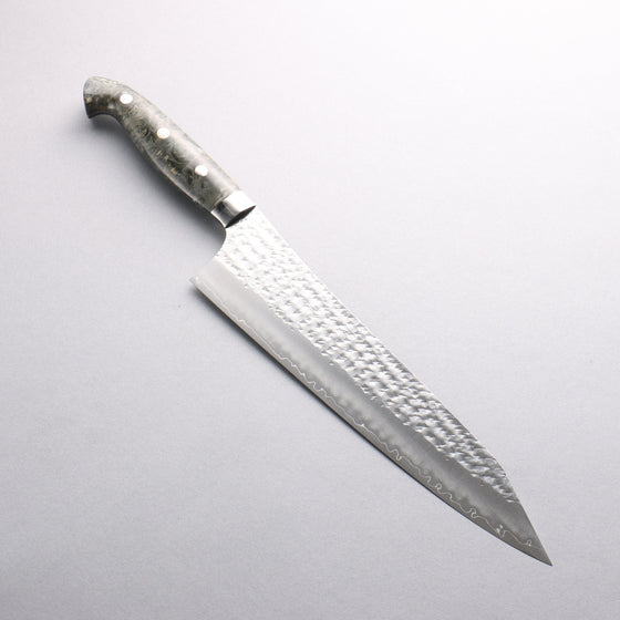 Yu Kurosaki Senko Ei SG2 Hammered Gyuto 240mm Gray Stablilized Wood Handle - Seisuke Knife