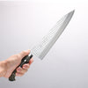 Yu Kurosaki Senko Ei SG2 Hammered Gyuto 240mm Gray Stablilized Wood Handle - Seisuke Knife - Slide 4