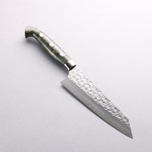  Yu Kurosaki Senko Ryu SG2 Hammered Small Santoku 150mm Gray Stablilized Wood Handle - Seisuke Knife