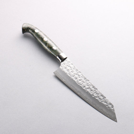 Yu Kurosaki Senko Ryu SG2 Hammered Small Santoku 150mm Gray Stablilized Wood Handle - Seisuke Knife