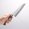 Yu Kurosaki Senko Ryu SG2 Hammered Small Santoku 150mm Gray Stablilized Wood Handle - Seisuke Knife - Slide 4