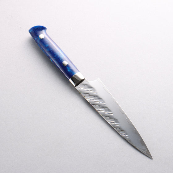 Takeshi Saji SPG STRIX Hammered Migaki Finished Petty-Utility 130mm Blue Acrylic Handle - Seisuke Knife