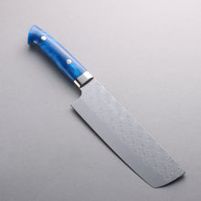  Takeshi Saji SPG STRIX Hammered Migaki Finished Nakiri 165mm Blue Acrylic Handle - Seisuke Knife