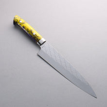  Takeshi Saji SPG STRIX Hammered Migaki Finished Gyuto 210mm Purple and Yellow Marble Acrylic Handle - Seisuke Knife