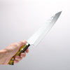 Takeshi Saji SPG STRIX Hammered Migaki Finished Gyuto 210mm Purple and Yellow Marble Acrylic Handle - Seisuke Knife - Slide 4