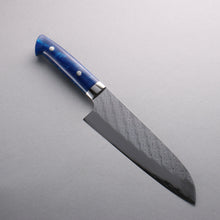  Takeshi Saji SPG STRIX Hammered Migaki Finished Santoku 180mm Blue Acrylic Handle - Seisuke Knife