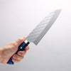 Takeshi Saji SPG STRIX Hammered Migaki Finished Santoku 180mm Blue Acrylic Handle - Seisuke Knife - Slide 4