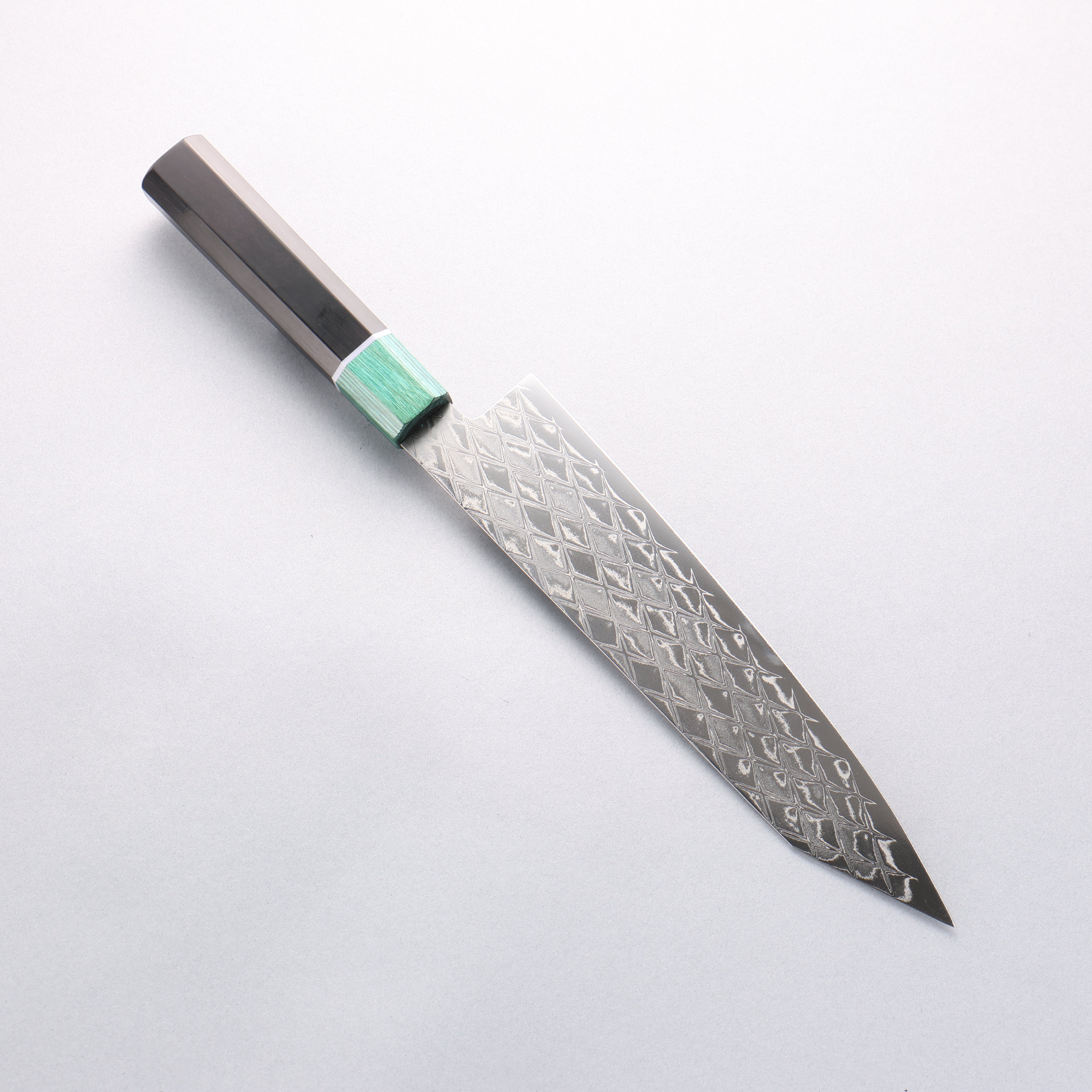 Seisuke AUS10 Mirror Crossed Kiritsuke Gyuto 210mm Black Pakka wood(ferrule: Green Pakka wood) Handle - Seisuke Knife