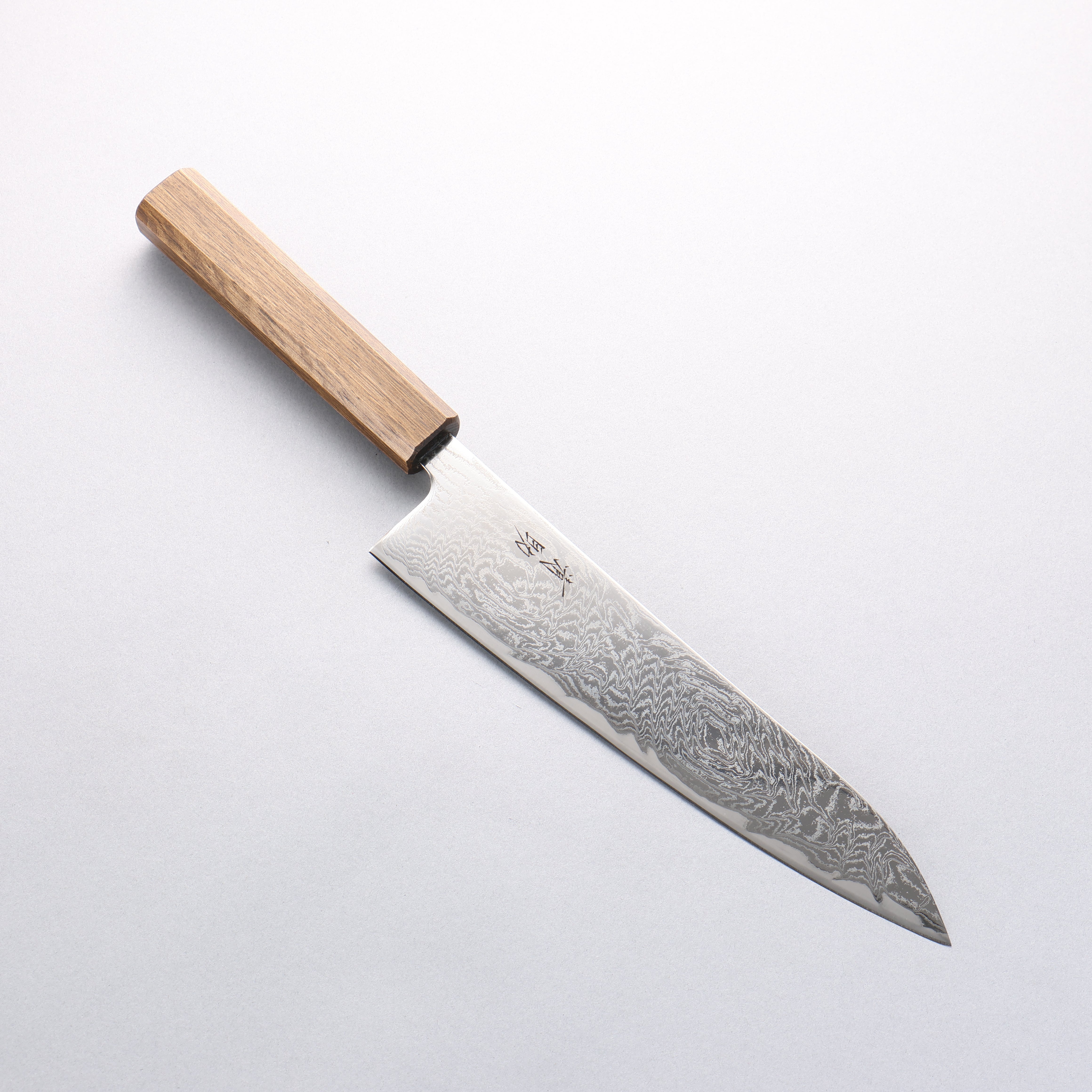 Seisuke Nami AUS10 Mirrored Finish Damascus Gyuto 210mm Oak Handle - Seisuke Knife