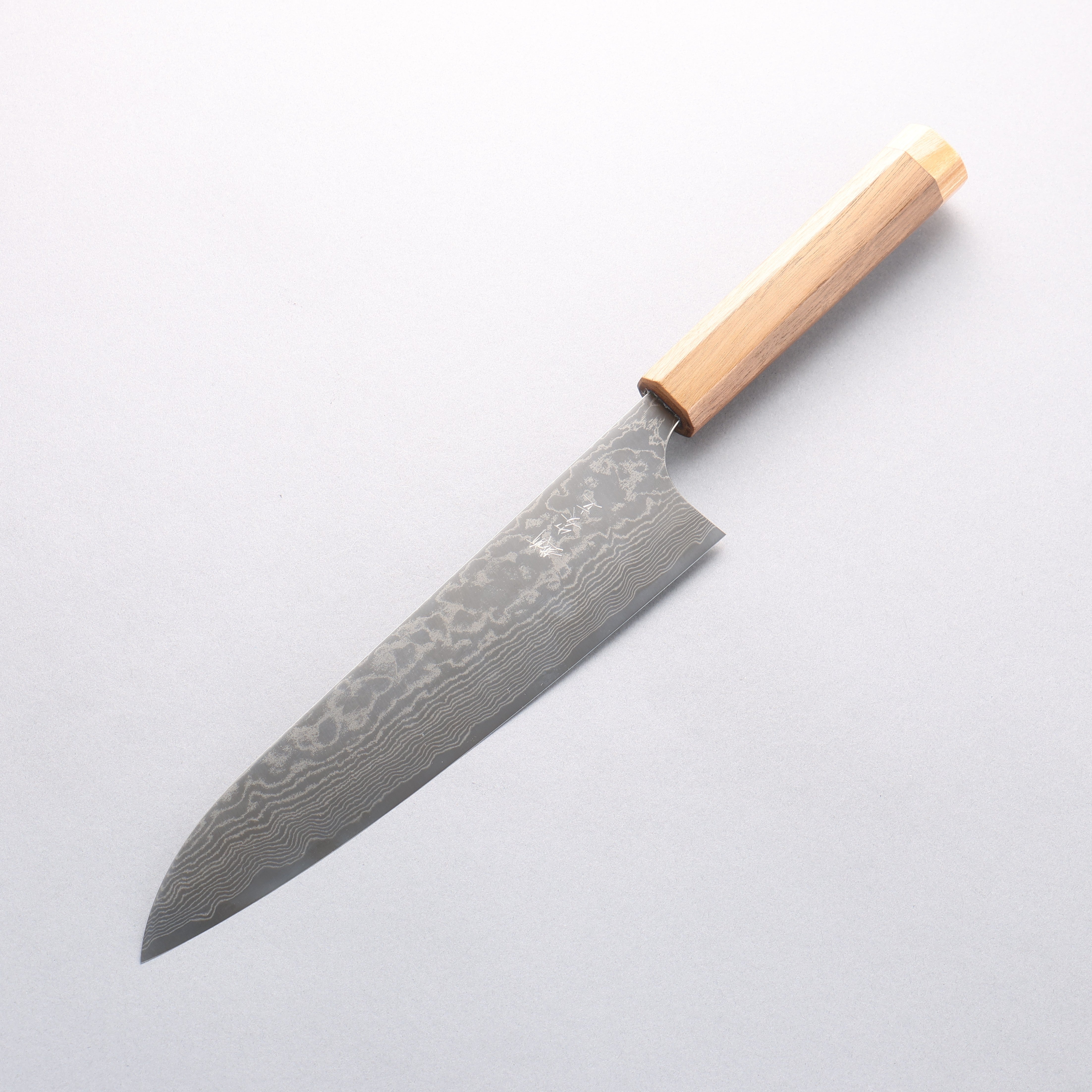 Anryu VG10 Migaki Finished Damascus Gyuto 210mm Walnut & Blonde Pakkawood Handle - Seisuke Knife