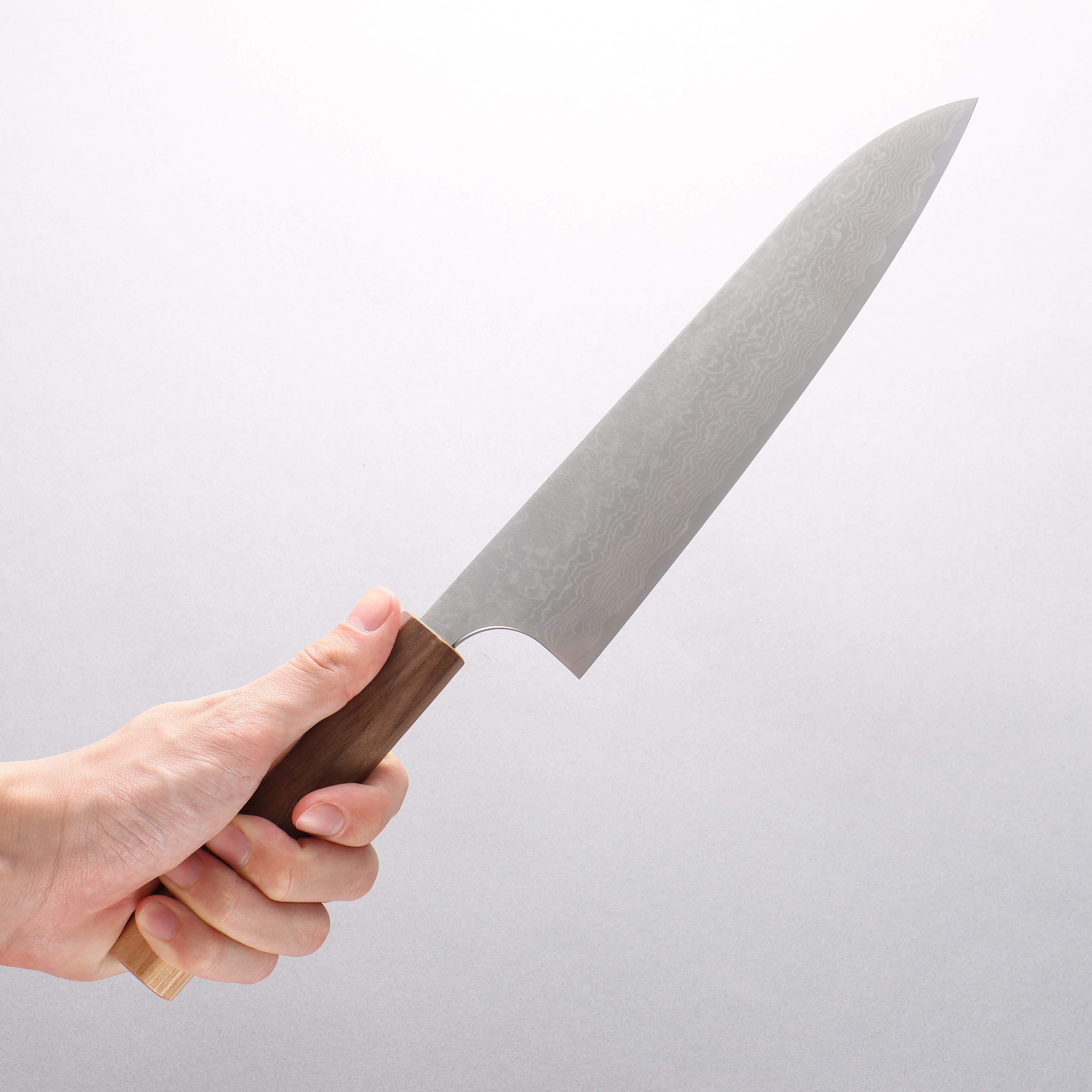 Anryu VG10 Migaki Finished Damascus Gyuto 210mm Walnut & Blonde Pakkawood Handle - Seisuke Knife
