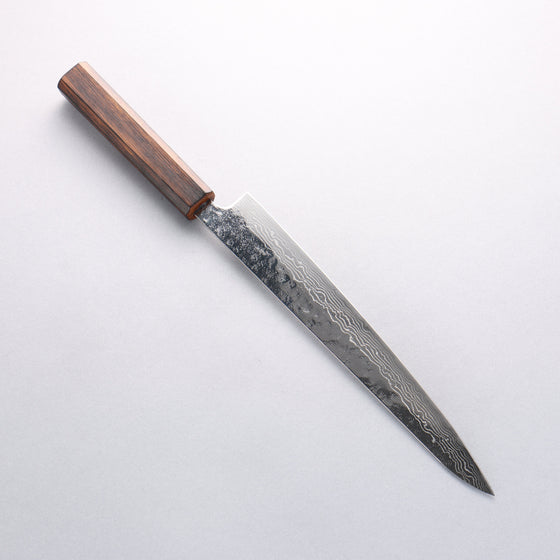 Seisuke Stainless Steel 440C Hammered Damascus Migaki Finished Sujihiki 240mm Oak Handle - Seisuke Knife