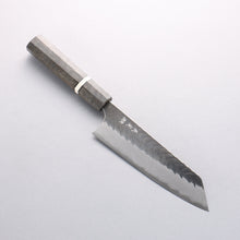  Yoshimi Kato Blue Super Hammered (V) Black Finished Bunka 170mm Gray Stablilized Wood (White Ring) Handle - Seisuke Knife