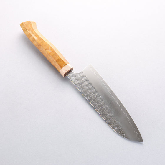 Yoshimi Kato Minamo SG2 Hammered Santoku 170mm Western style (yellow) Handle - Seisuke Knife