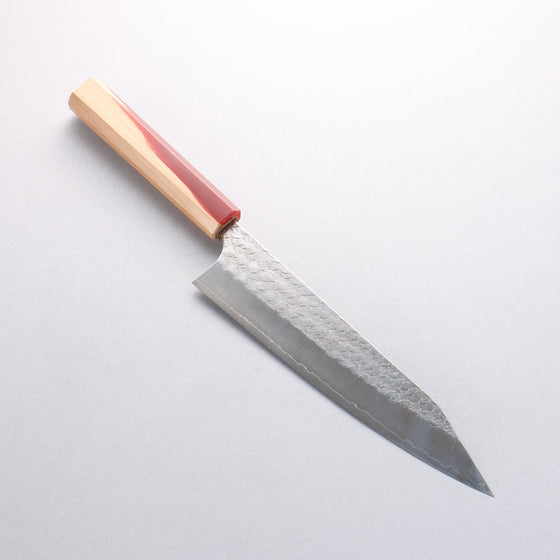 Yoshimi Kato Minamo SG2 Hammered Kiritsuke Gyuto 210mm Olive Tree and Red Resin Handle - Seisuke Knife