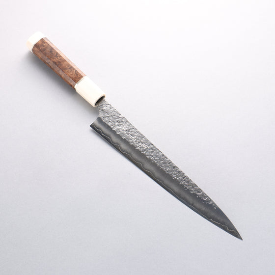 Yu Kurosaki Shizuku SG2 Hammered Sujihiki 240mm Stabilized wood (Birch Burl) Handle - Seisuke Knife