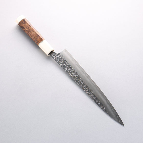 Yu Kurosaki Shizuku SG2 Hammered Sujihiki 240mm Stabilized wood (Birch Burl) Handle - Seisuke Knife