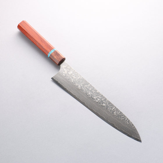 Yoshimi Kato SG2 Damascus Migaki Polish Finish Gyuto 240mm Padoauk(Turquoise Ring) Handle - Seisuke Knife