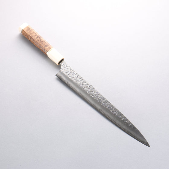 Yu Kurosaki Shizuku SG2 Hammered Sujihiki 270mm Stabilized wood (Birch Burl) Handle - Seisuke Knife