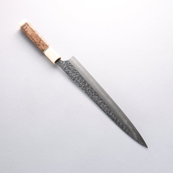 Yu Kurosaki Shizuku SG2 Hammered Sujihiki 270mm Stabilized wood (Birch Burl) Handle - Seisuke Knife