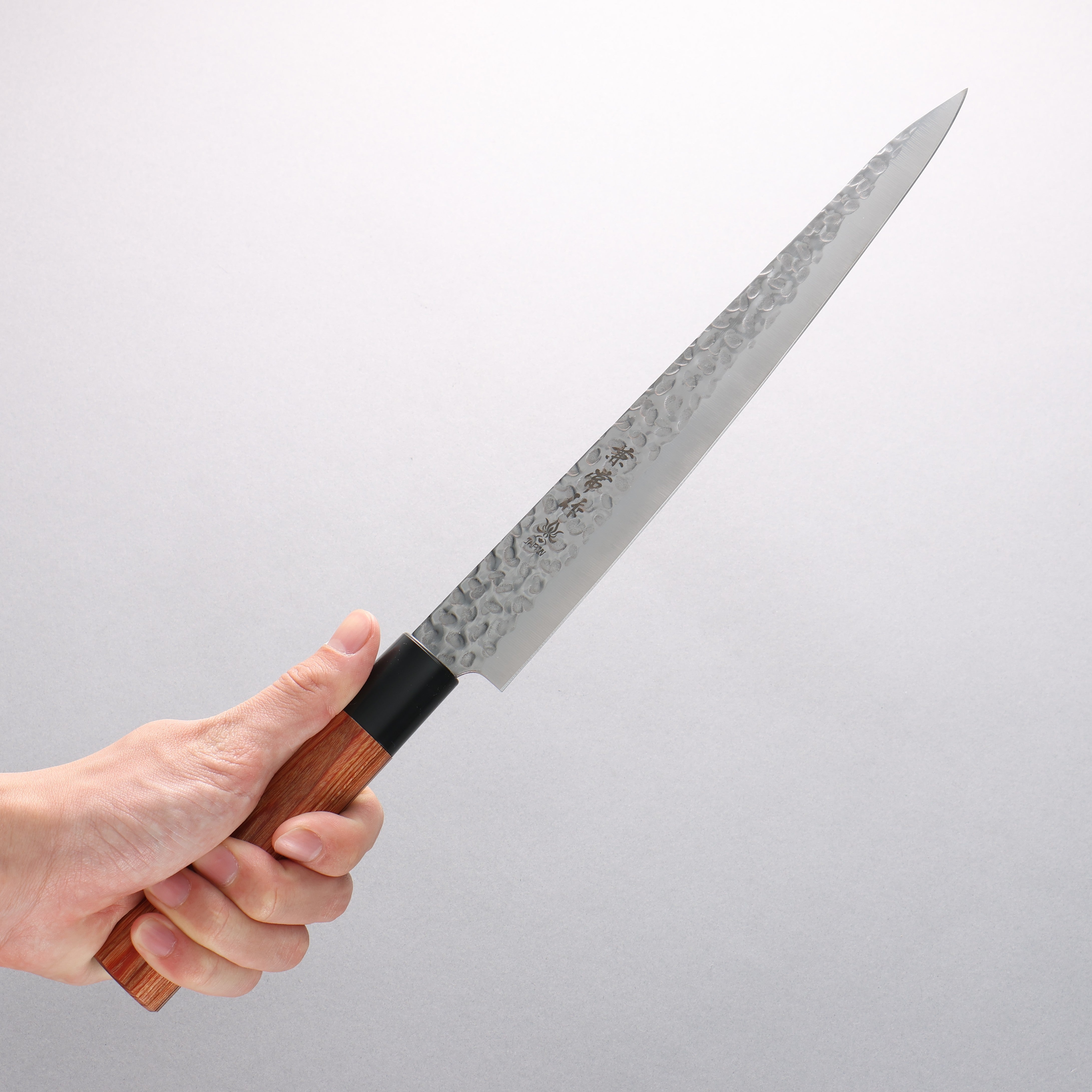 Kanetsune DSR-1K6 Hammered Sujihiki 240mm Red Pakka wood Handle