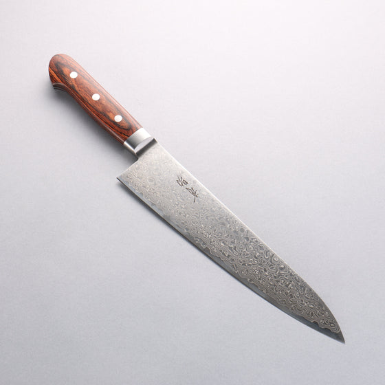 Seisuke Mokusei ZA-18 Mirrored Finish Damascus Gyuto 240mm Brown Pakka wood Handle - Seisuke Knife